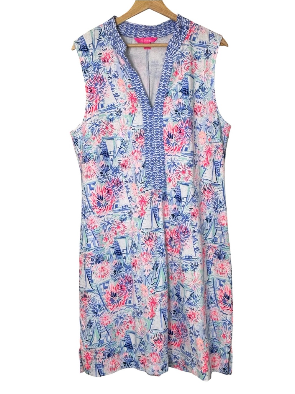 NWOT Lilly Pulitzer Larsen Shift Dress in Sea to Shining Sea Print Size XL - Picture 2 of 12